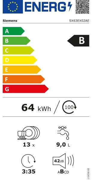 SX63EX02AE Siemens Volledig Integreerbare Vaatwassers 60cm - Elektro ...